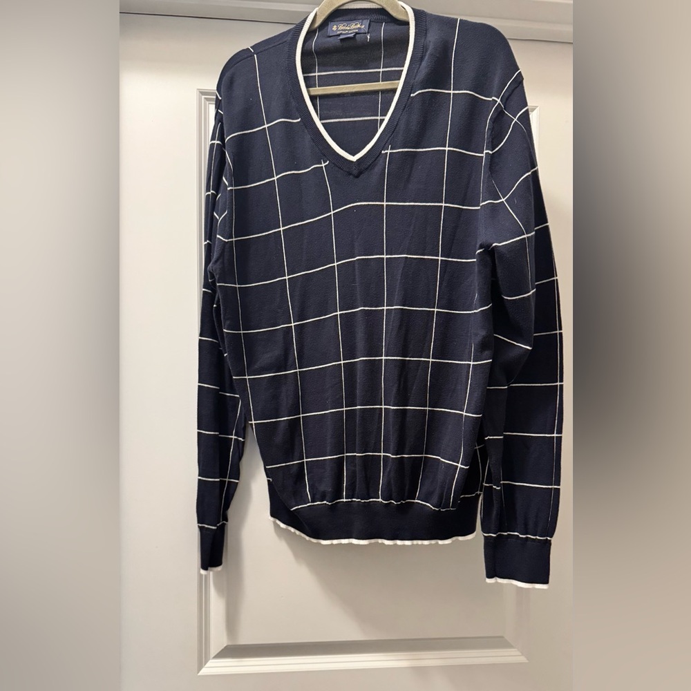 Brooks Brothers Men's Navy Grid Sweater
